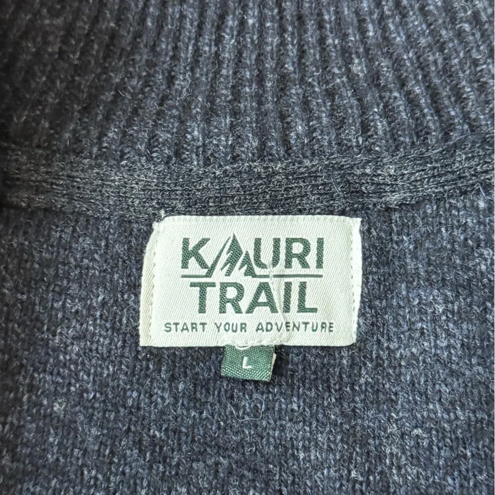 Kauri Trail 100% Lambswool Full Zip Sweater Jacket Blue Outdoor Knit Size L